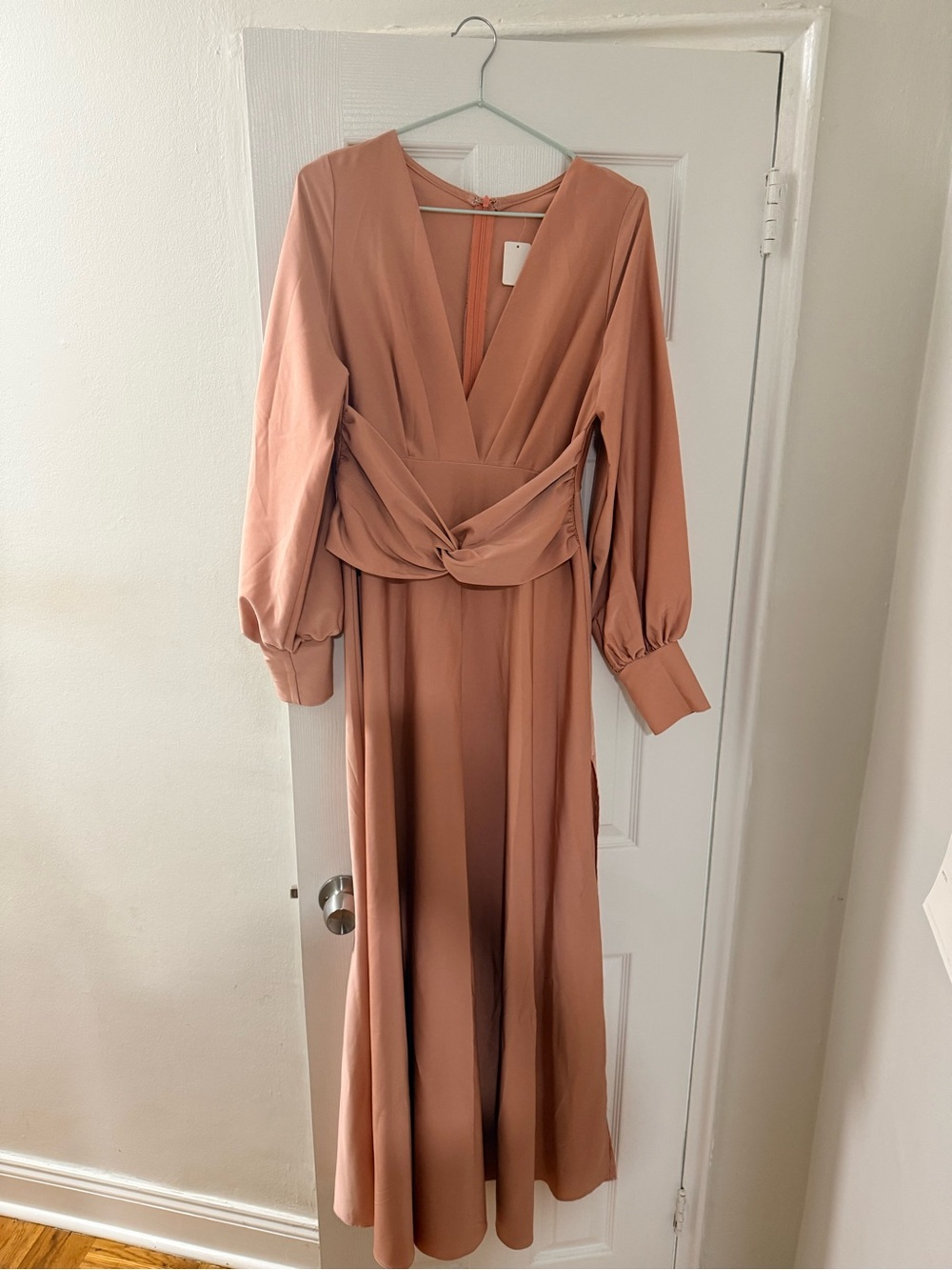 Chic Long Sleeve Pink Dress Wedding Guest, Bridesmaid